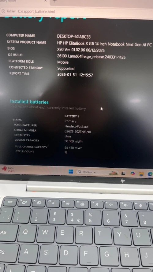 HP ELITEBOOK X G1i 14 Ultra 5 236V 14'' 16RAM 256SSD Arc(TM) 130V  BATTERIE +6 HEURES ETAT NEUF  GARANTIE 06 MOIS