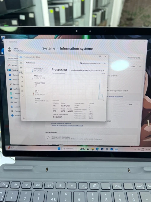 DELL LATITUDE 7320 DETACHABLE  I7-11TH  16RAM 256SSD INTEL IRIS XE  GRAPHICS BATTERIE 100%