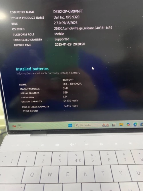 DELL XPS 13.3'' I7-12TH 16RAM 512SSD SSD INTEL IRIS XE  GRAPHICS BATTERIE 100%