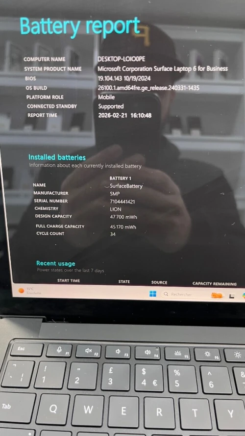SURFACE LAPTOP 6 FOR BUSINESS BLACK EDITION  Ultra 7 165H  16RAM 512 SSD INTEL ARC GRAPHICS BATTERIE 5 HEURES
