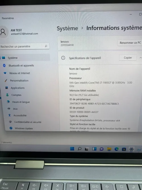 LENOVO X1 YOGA I7-11TH VPRO 14'' X360 TACTILE  16RAM 512SSD  INEL IRIS XE BATTERIE 100%