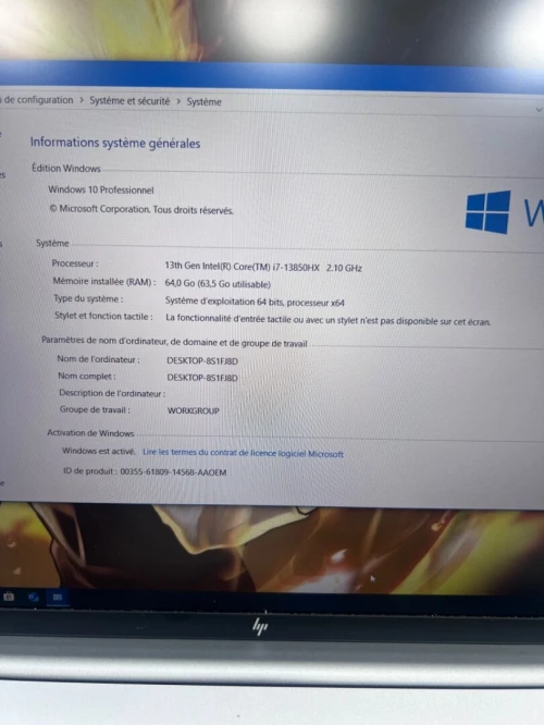 HP ZBOOK FURY 16 G11 i7-13850HX 16'' 64RAM 2TB SSD NVIDIA RTX 1000 Ada 06GB DÉDIÉE 
