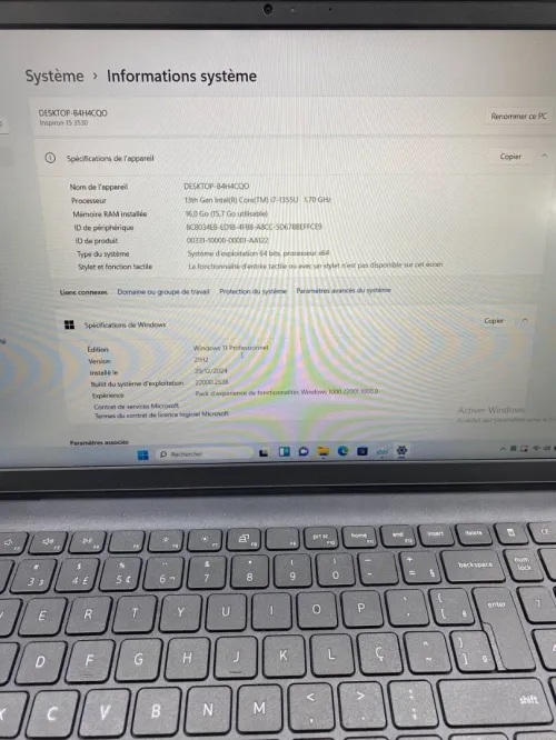 DELL INSPIRON 3530 I7-13TH 15.6'' 16RAM 512SSD  INTEL IRIS XE  BATTERIE +5HEURES