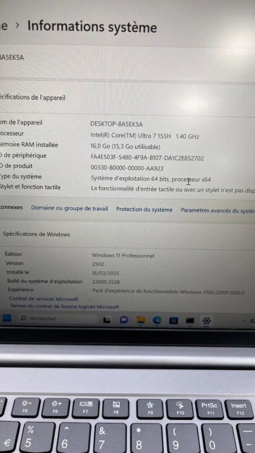LENOVO THINKBOOK G7  Ultra 7 155H 16RAM 512 SSD INTEL R BATTERIE 99%  ETAT NEUF GARANTIE 06 MOIS