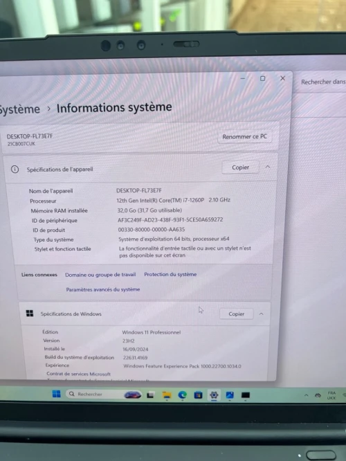 LENOVO X1 CARBON 14''3K I7-12TH EVO 32RAM 1TB SSD PROCESSEUR P INTEL IRIS XE GRAPHIC
