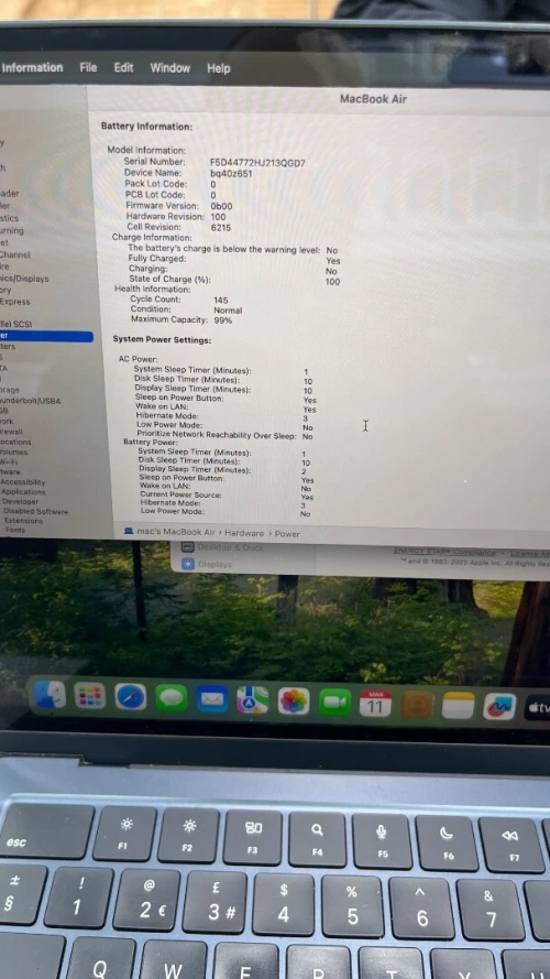 MACBOOK AIR  2024 M3 13.6'' 16RAM 256 SSD BATTERIE 99%