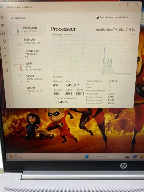 HP PAVILION 16 ULTRA 7 155U 16'' 16RAM 1TB SSD  NEUF BATTERIE 100%