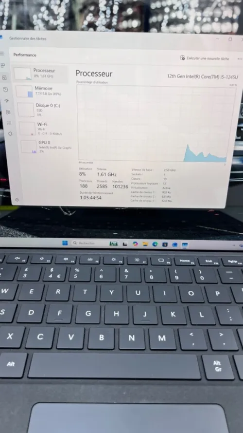 SURFACE PRO 9 I5-12TH 16RAM 256SSD IRIS XE BATTERIE +4 HEURES