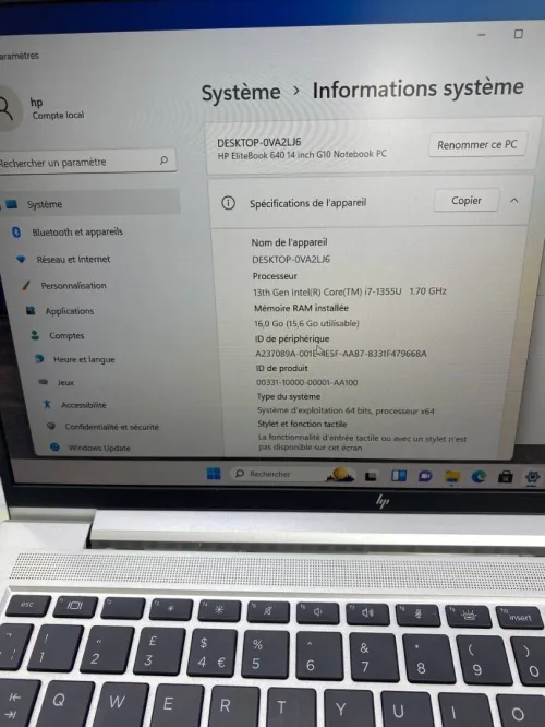 HP ELITEBOOK 640 G10 I7-13TH  14'' 16RAM 512SSD  INTEL IRIS XE  BATTERIE