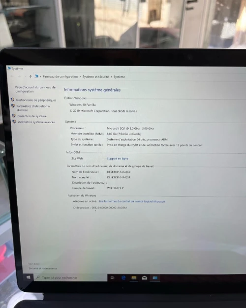 SURFACE  PRO X SQ1 08RAM 128SSD