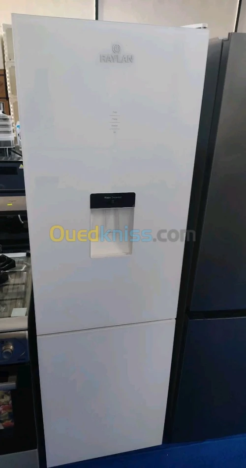 Refrigerateur Raylan 410L combine blanc avec distributeur