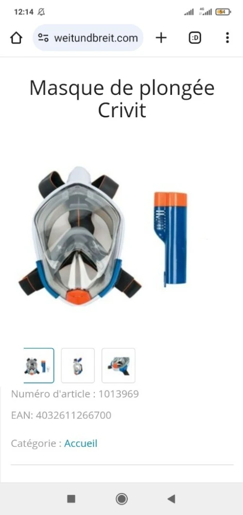 Masque de Plongée Crivit 