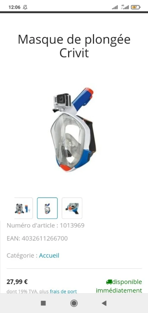 Masque de Plongée Crivit 