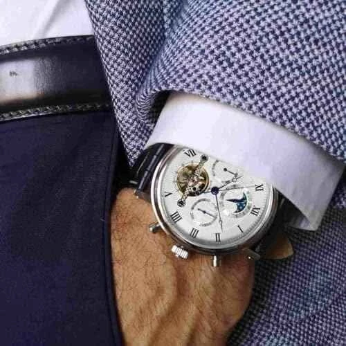 LOUIS COTTIER Montre Homme Automatique - 42 mm - Cadran Argenté - HS3370C3BC1