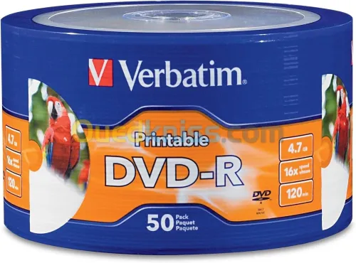 DVD-R Verbatim imprimable 16X, pack de 50