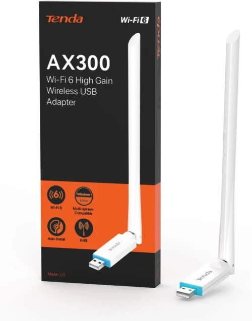 CLé WIFI TENDA U2 v5.0 AX300 Wi-Fi 6 High Gain Wireless USB Adapter