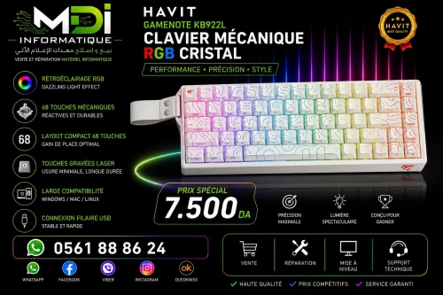 CLAVIER MÉCANIQUE HAVIT GAMENOTE KB922L RGB