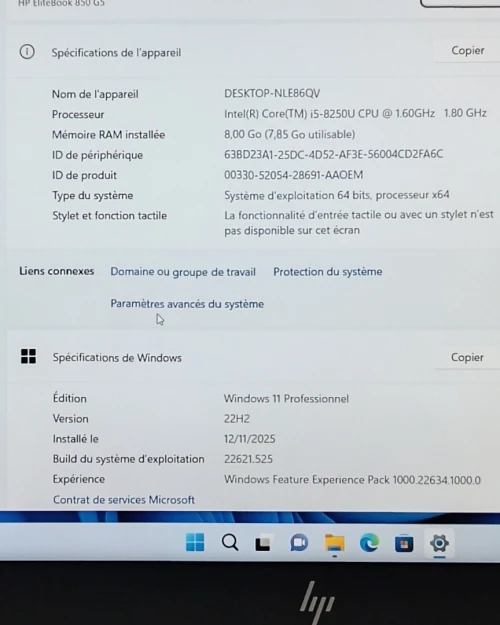 PC portable HP EliteBook 850 G5 i5-8250U/ 8GB/ 256GB SSD/ 15.6 FHD