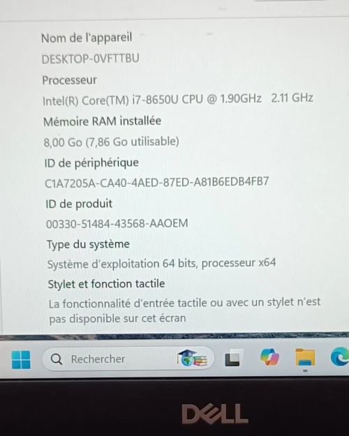 Pc Portable Dell Latitude 5490 i7-8eme 8GB 256GB Nvme 14" FHD