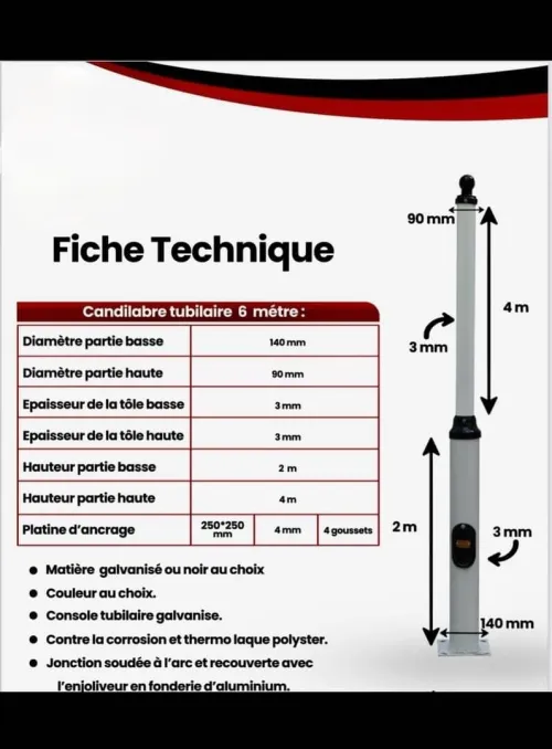 Poteau d'éclairage public 