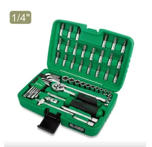 Jeu de 51 clés à douille de qualité professionnelle 1/4" compris un jeu de clé héxagonale TOPTUL