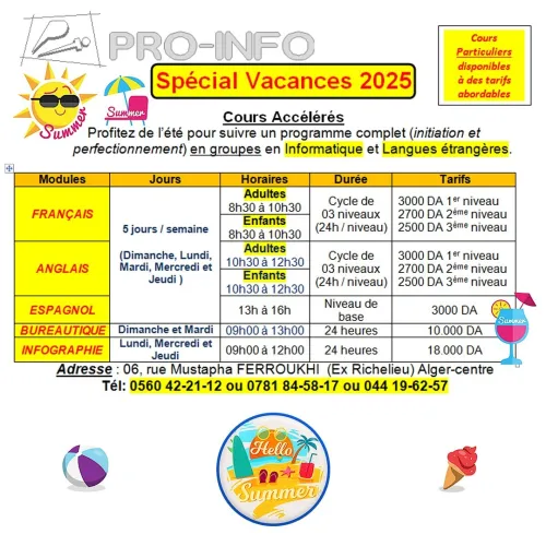 Cours d'Infographie (Photoshop, Illustrator) Spécial Vacances