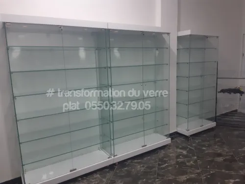 Armoire et comptoir d'exposition en verre 