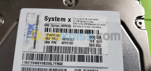 Disque Dur IBM. SAS 600Gb 2.5" Avec Rack