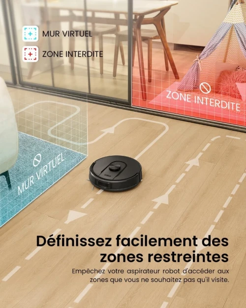 Robot Aspirateur Laveur 5000Pa,Cleanova W11 Aspirateur LAVEUR avec Vidange Automatique Poussière,Navigation LiDAR avec Cartographie,180min,Connecté par Alexa/APP,Idéal pour Tapis Poils d'animaux