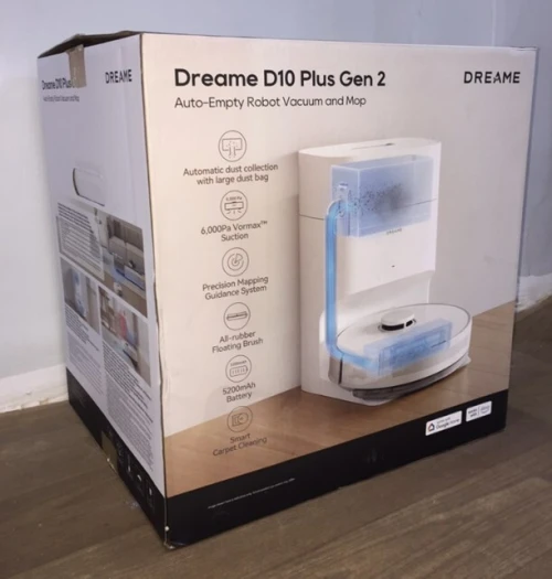 Dreame D10 Plus Gen 2 Robot Aspirateur 6000Pa avec Vidange Auto, LiDAR, 90j de poussière 