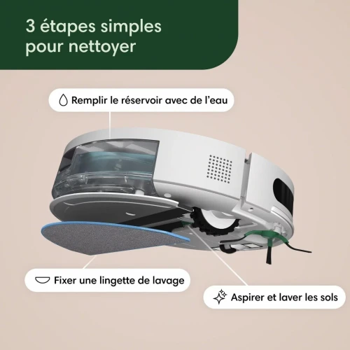 Robot Aspirateur et Laveur Connecté -Efficace et Puissant -3 Niveaux d'aspiration