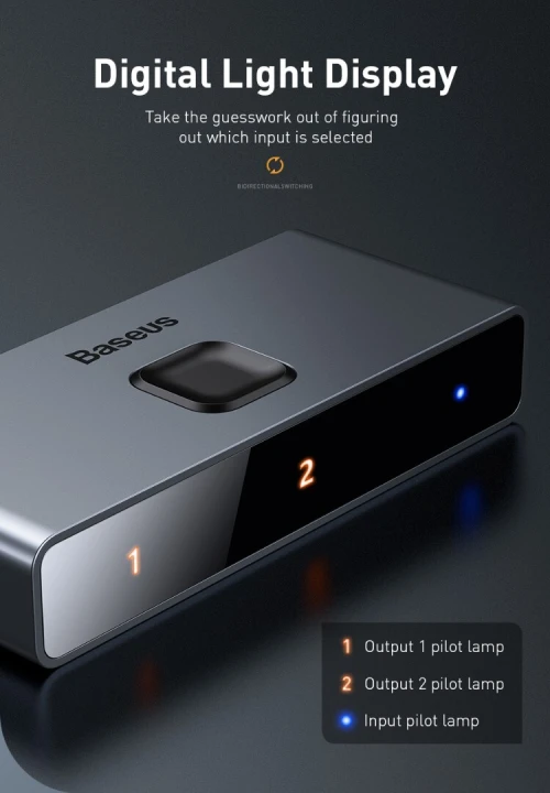 Hdmi switch baseus en aluminium 4k