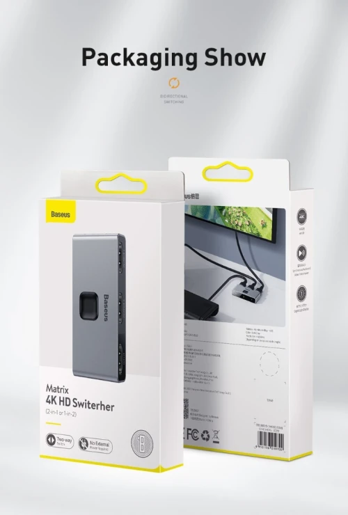 Hdmi switch baseus en aluminium 4k