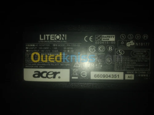 Chargeur a19v 3.42A modèle pa-1700-02