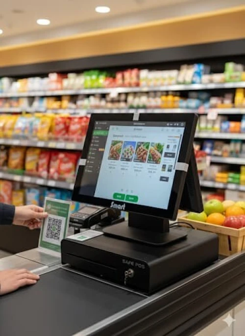 Ecran tactile tiroir caisse lecteur code barre imprimante à ticket - Logiciel de caisse installé