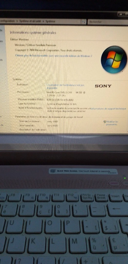 Ordinateur portable VAIO - SONY Windows7