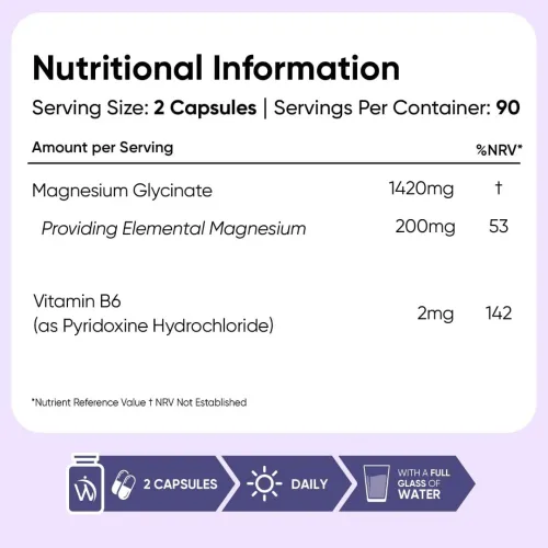 Magnesium Glycinate 1422mg - 180 Capsules