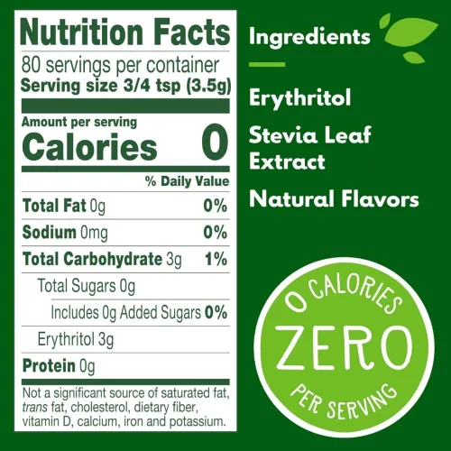 TRUVIA - Edulcorant Naturel, Stevia, Zéro Calorie Alternative Au Sucre 280g