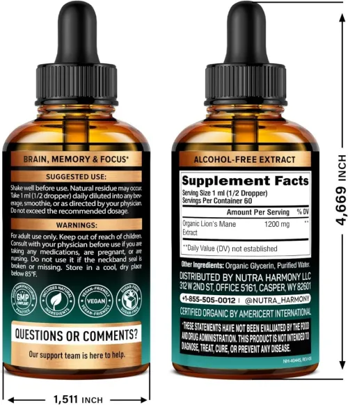 Lion's Mane - Extrait Liquide BIO - Made in USA