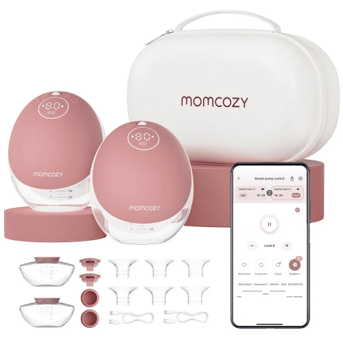 Momcozy Tire-Lait Mains Libres Flux Mobile / M9, Contrôle Discret via Application avec Multi-Modes Personnalisés et 15 Niveaux, Tire-Lait Portable 24mm