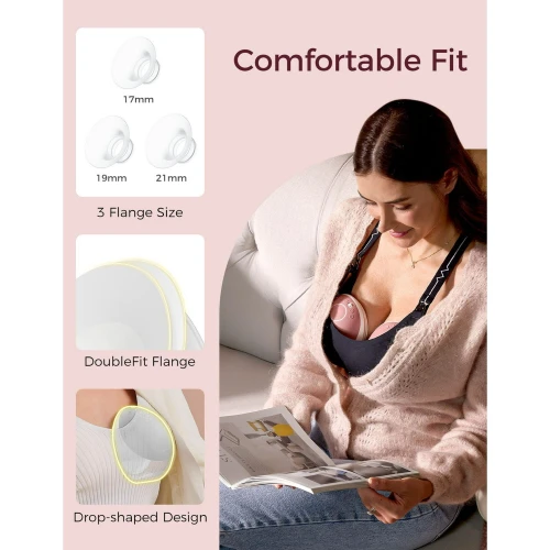 Momcozy Tire-Lait Mains Libres Flux Mobile / M9, Contrôle Discret via Application avec Multi-Modes Personnalisés et 15 Niveaux, Tire-Lait Portable 24mm
