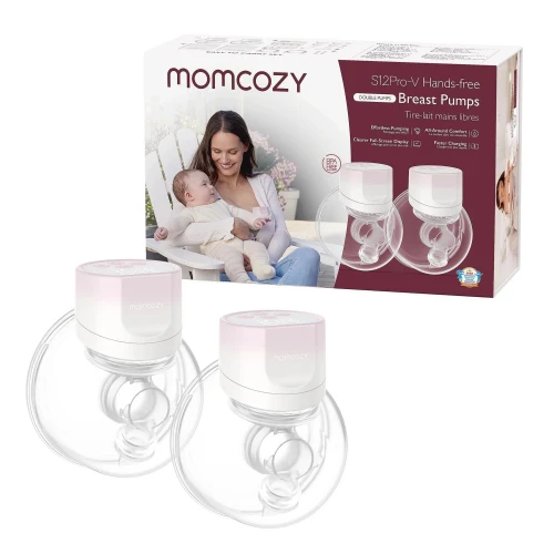 Momcozy Tire-Lait Mains Libres S12 Pro Portable, Pompe Double Sans Fil avec Bride DoubleFit Confortable