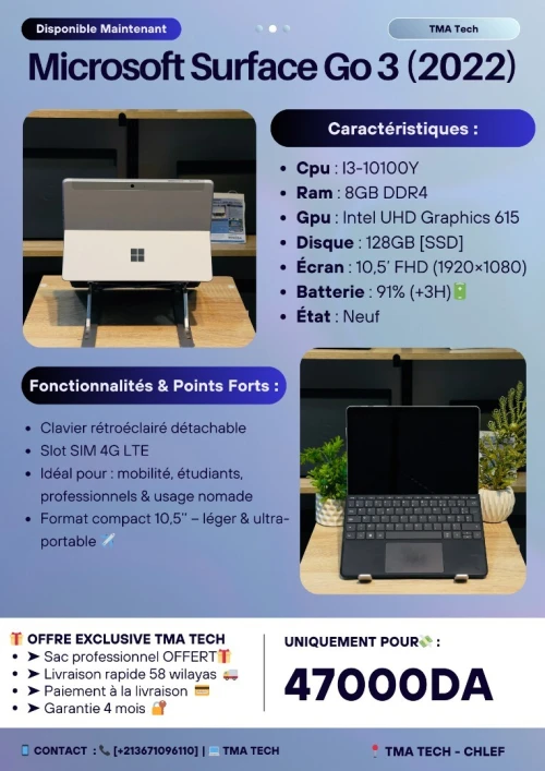 [VENDU] Microsoft Surface Go 3 (2022)   I3-10100Y 8/128