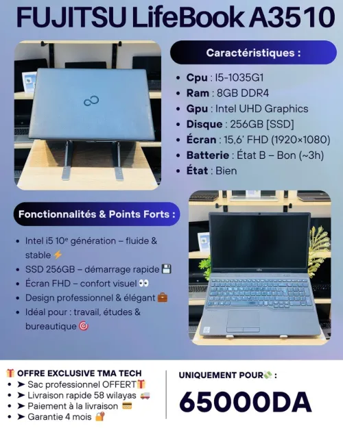[VENDU] FUJITSU LifeBook A3510    i5-1035G1  8/256