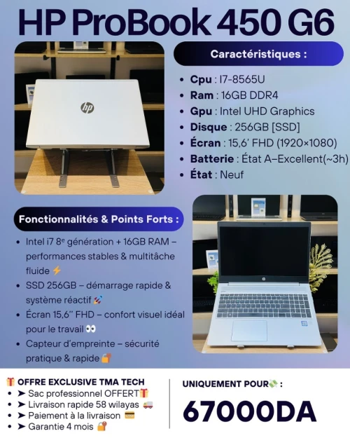 HP ProBook 450 G6  I7-8565U  16/256