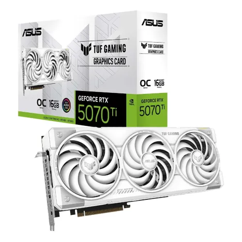 CARTE GRAPHIQUE ASUS TUF Gaming GeForce RTX 5070 Ti 16GB GDDR7 BTF White OC Edition