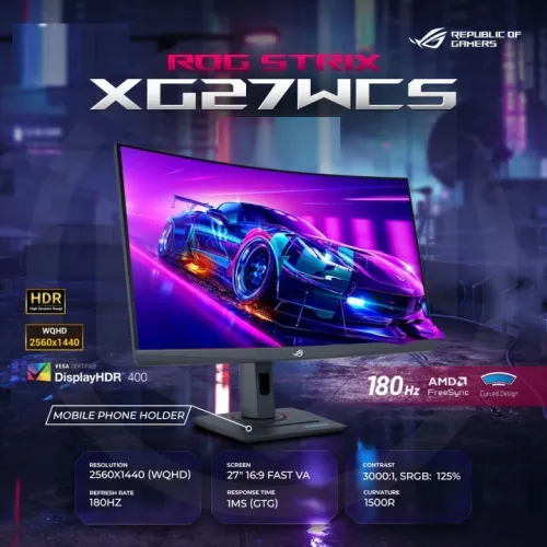ECRAN ASUS ROG Strix XG27WCS 27 pouces 2560x1440, incurvé, 180Hz