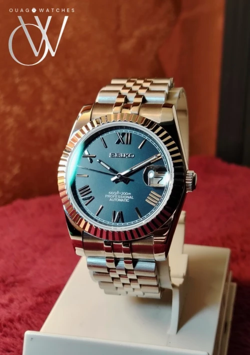 (Photos Réel) Seiko Mod Datejust Automatic Chiffres Romain