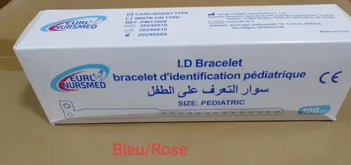 Bracelet d'identification pédiatrique rose/bleu