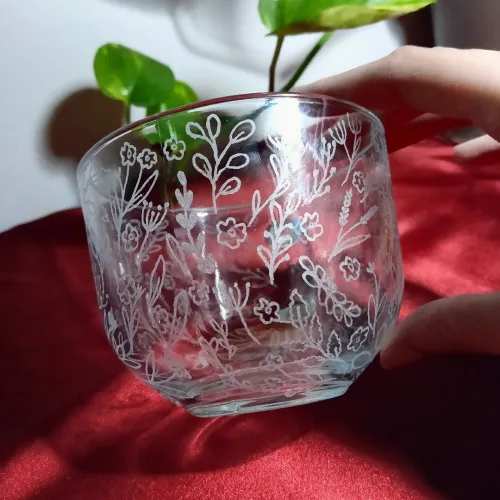 bol en fleurs gravé 